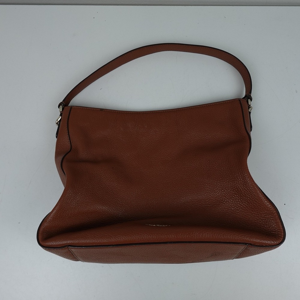 Kate Spade Hobo Bag Womens Medium Brown Pebbled Leather Shoulder Zip Top Purse